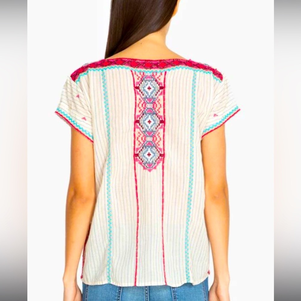 Johnny Was | NWT JW Kaya Embroidered Peasant Top Sz S